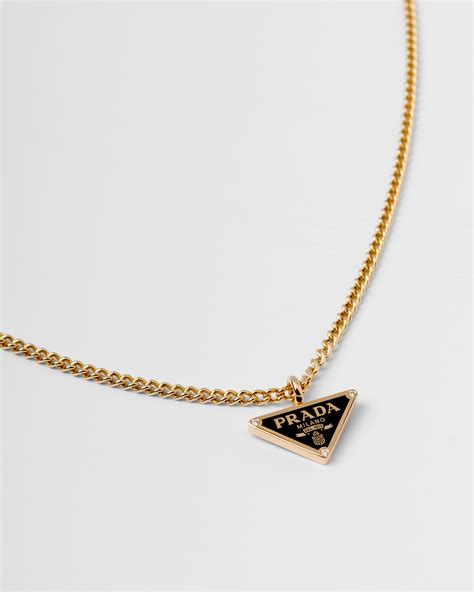 prada gold necklace triangle